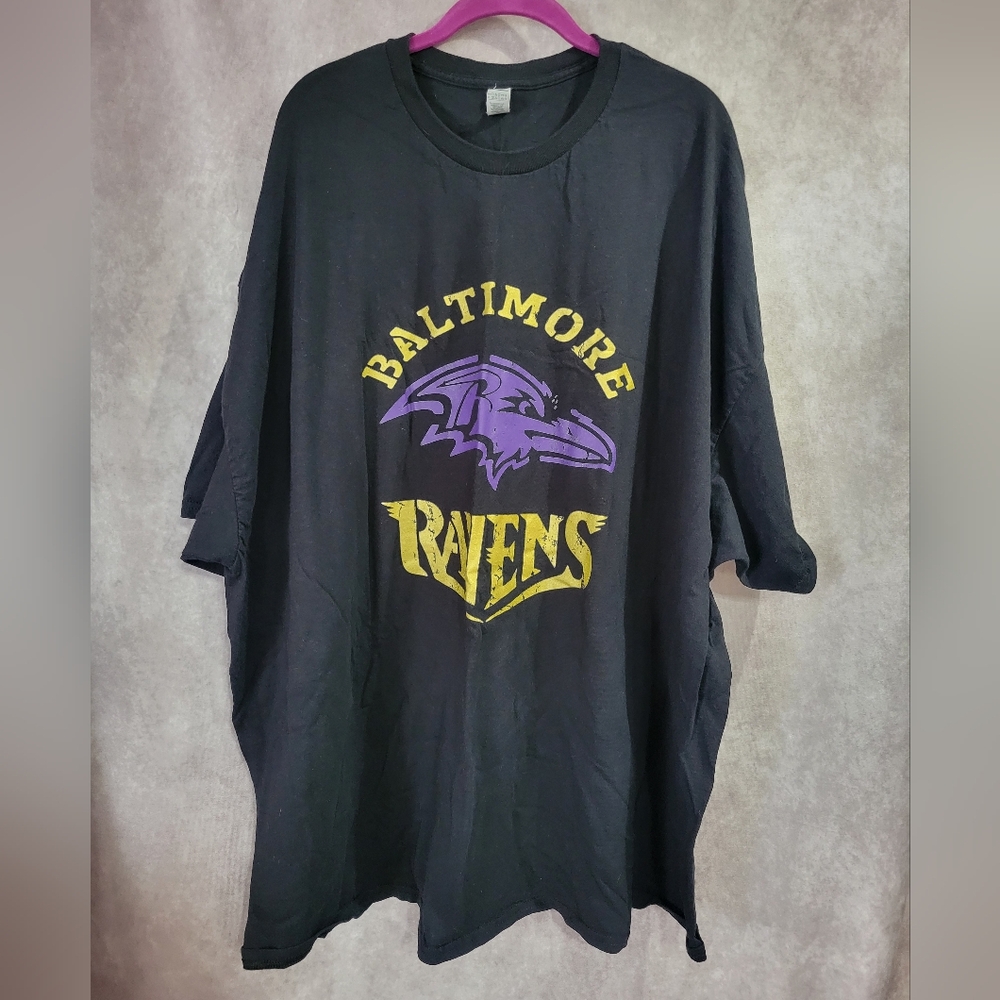 Men's Gildan Black and Purple Ravens Short Sleeve Tee 5XL